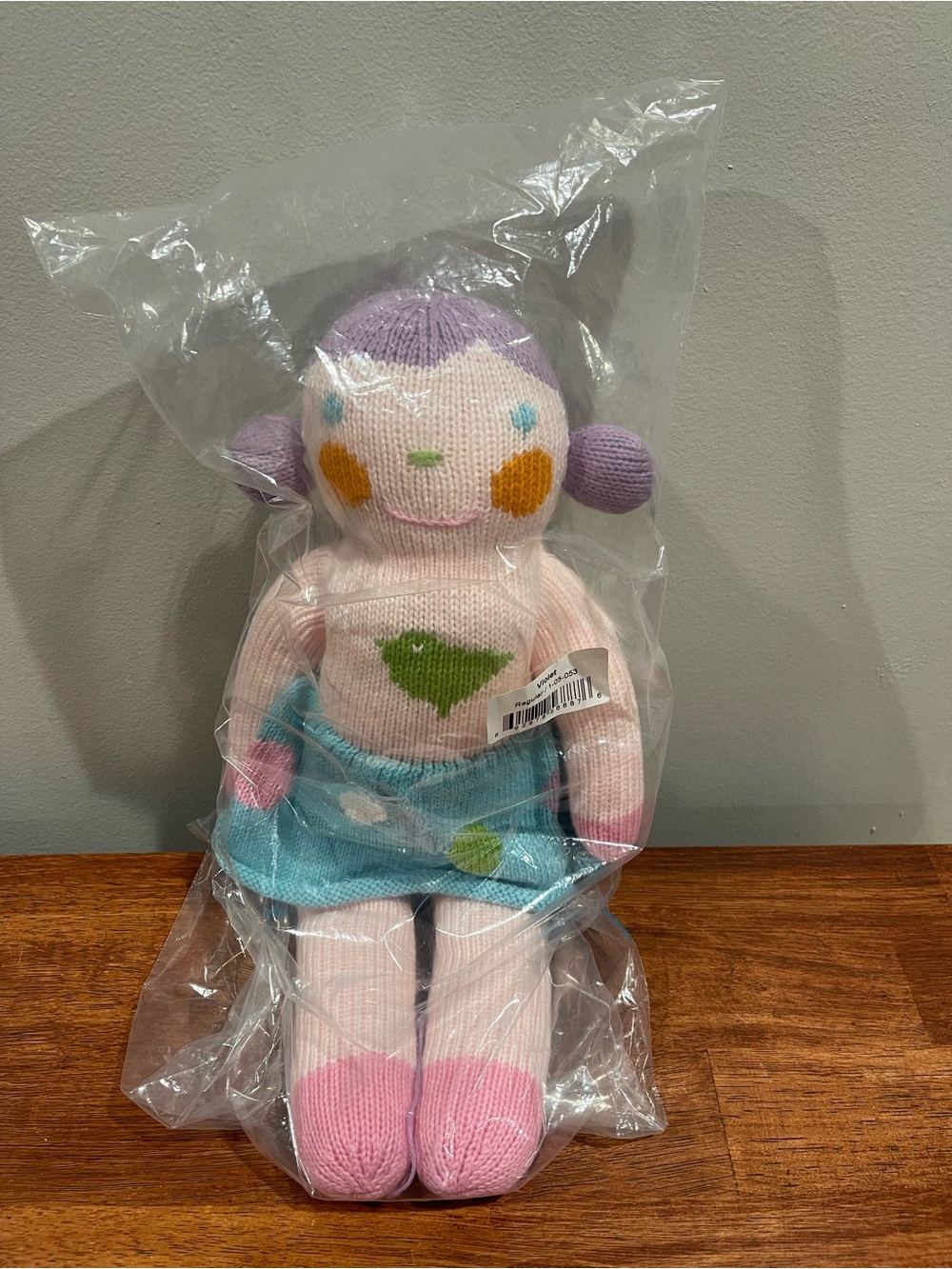 NEW BlaBla Violet Doll 18" Handmade Knit Plush 100% Cotton Stuffed Heirloom Girl